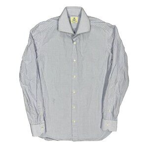 Luigi Borrelli Napoli Dress Shirt Textured Check Italy Cotton 15 1/2 Medium